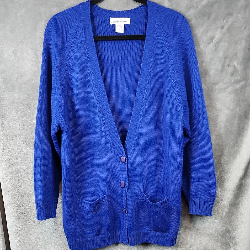 Blue Knit Cardigan Sweater Limited Express. Size M 30% Wool